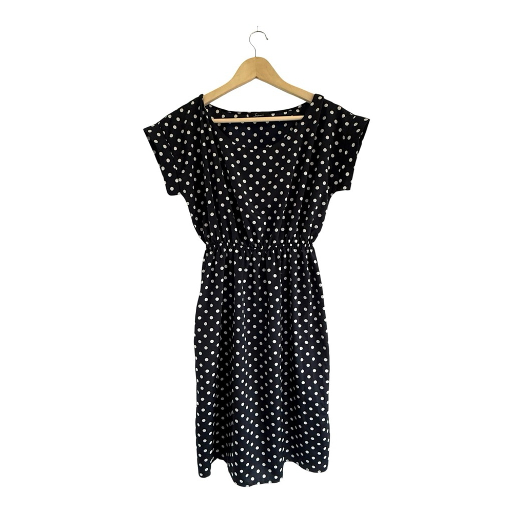 Soprano Sheer Black & White Polka Dot Dress | Size Small